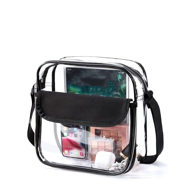 Zikra Clear Crossbody Bag, See Through Clear Purse Handbags with Adjustable Strap, Transparent Waterproof PVC Messenger Shoulder Bag for Women Work Sport Concert, Clear - Image 1