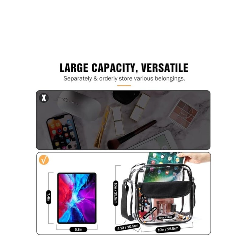 Zikra Clear Crossbody Bag, See Through Clear Purse Handbags with Adjustable Strap, Transparent Waterproof PVC Messenger Shoulder Bag for Women Work Sport Concert, Clear - Image 3