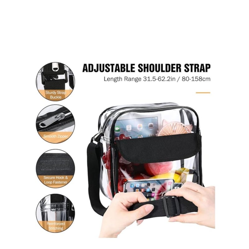 Zikra Clear Crossbody Bag, See Through Clear Purse Handbags with Adjustable Strap, Transparent Waterproof PVC Messenger Shoulder Bag for Women Work Sport Concert, Clear - Image 4