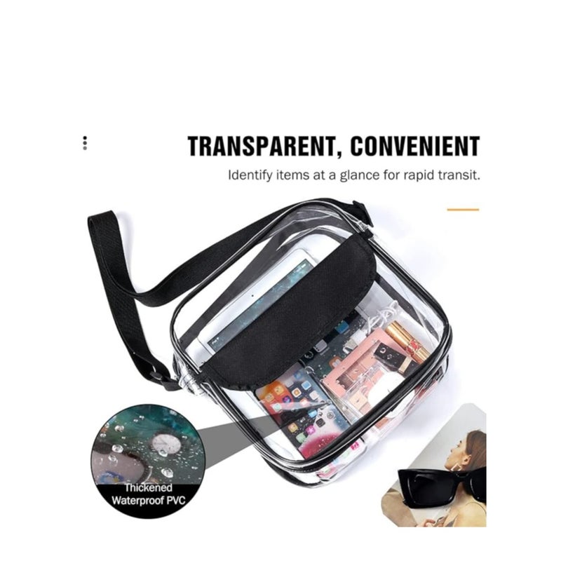 Zikra Clear Crossbody Bag, See Through Clear Purse Handbags with Adjustable Strap, Transparent Waterproof PVC Messenger Shoulder Bag for Women Work Sport Concert, Clear - Image 2