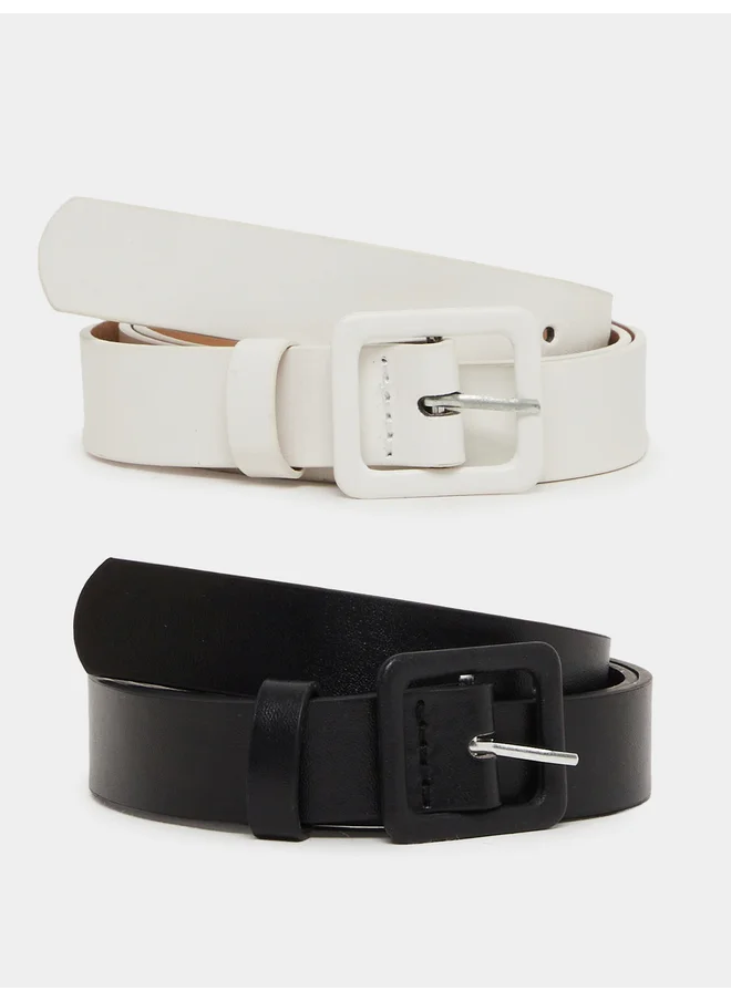 ستايلي Styli Set of 2 - Solid Tang Buckle Belt