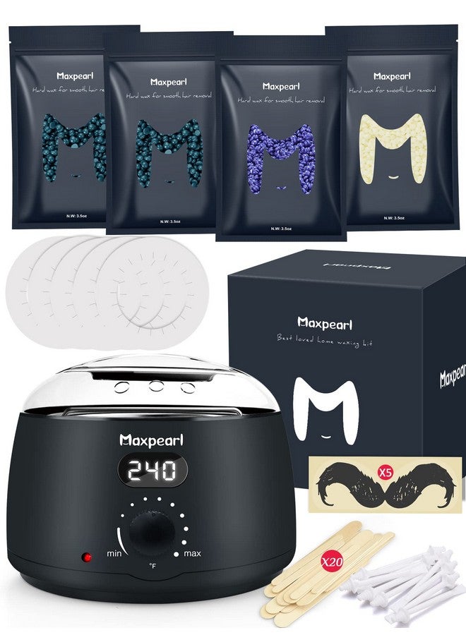 Maxpearl Axpearl Digital Waxing Kit Women Men Hard Wax Melt Warmer Kit For Hair Removal Sensitive Skin Eyebrows Face Underarms Brazilian Bikini Legs - Image 1