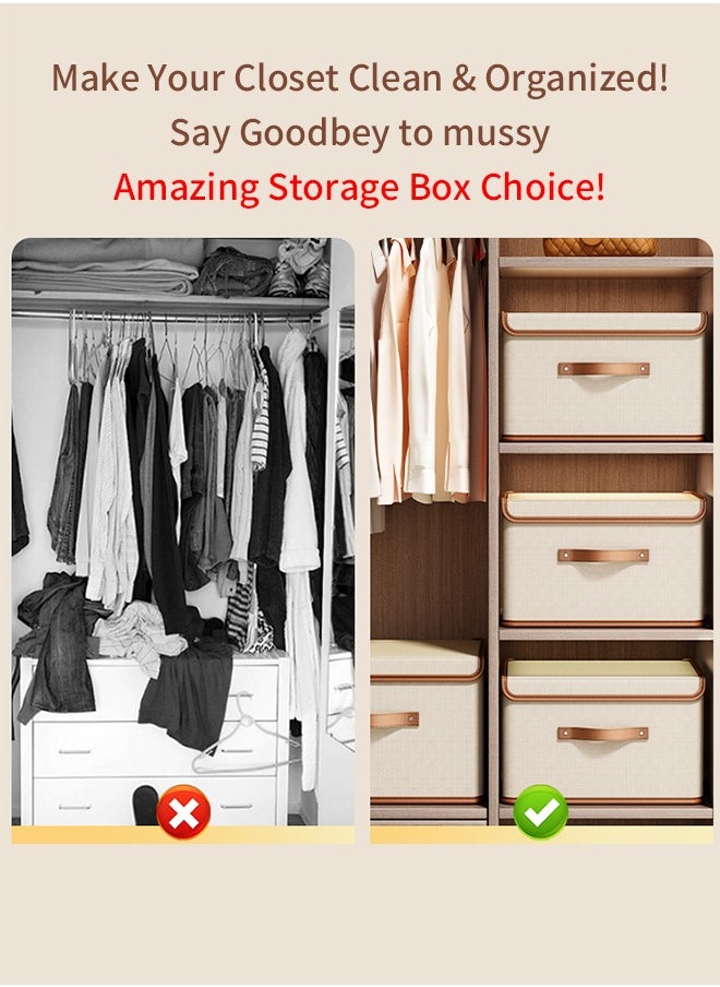 Cedarwave 2-Packs Clothes Drawer Organizer with Cover, Wardrobe Clothes Organizer,Foldable Storage Boxes for Shelves, Foldable Closet Organizer Bins Storage Containers for Organizing Clothing Jeans Toys Book Shelves  - Image 3