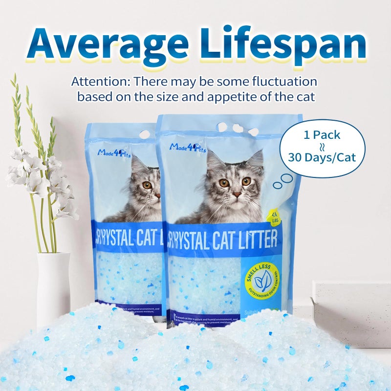 MADE 4 PETS Made4Pets Cat Litter Crystals, Non Clumping Cat Litter Odor Control Kitty Litter Non Clumping No scooping Low Dust, Low Tracking, Lightweight, Dehydrates Waste,â€“ 17.2 lbs (4 x 4.3 lb Packs) - Image 5