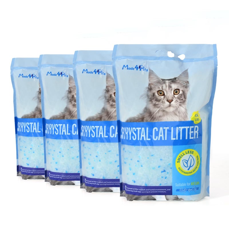 MADE 4 PETS Made4Pets Cat Litter Crystals, Non Clumping Cat Litter Odor Control Kitty Litter Non Clumping No scooping Low Dust, Low Tracking, Lightweight, Dehydrates Waste,â€“ 17.2 lbs (4 x 4.3 lb Packs) - Image 1