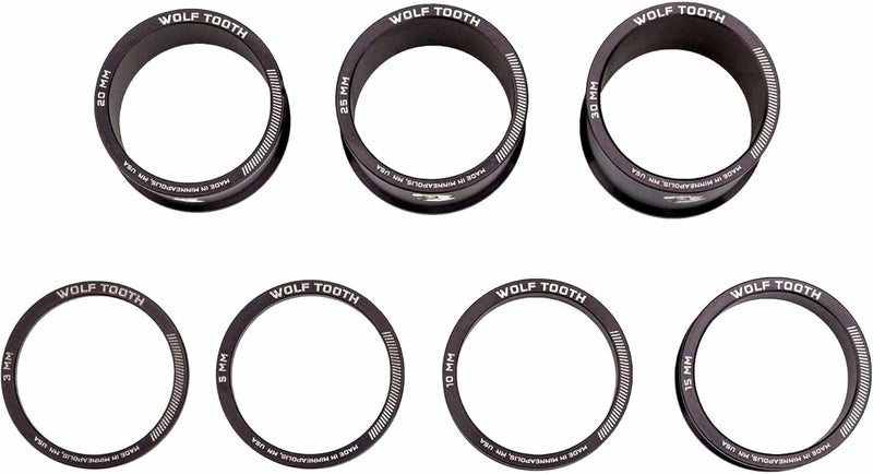 Wolf Tooth Spacer Kit 3, 5,10, 15mm, Black - Image 3