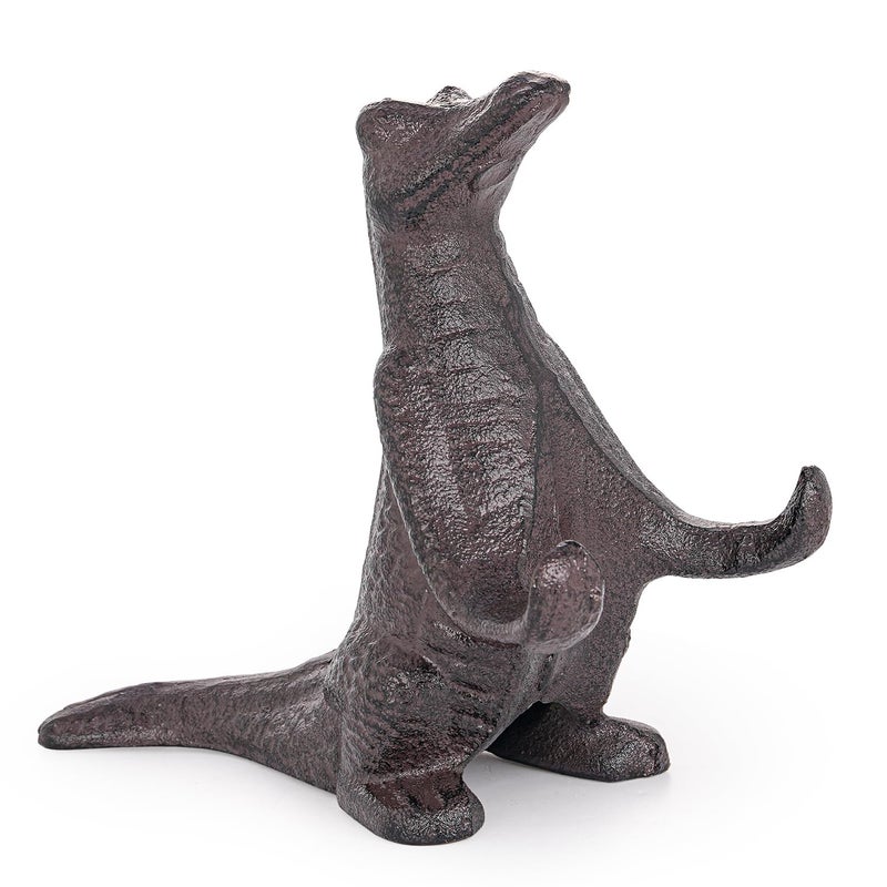 Sungmor Vintage Cast Iron Dinosaur StatueAdorable Sculpture on Bookshelf or DeskCell Phone HolderDoorstops and Bookend for Office and Home DecorRustic Brown - Image 2