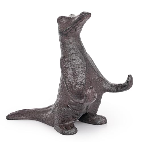 Sungmor Vintage Cast Iron Dinosaur StatueAdorable Sculpture on Bookshelf or DeskCell Phone HolderDoorstops and Bookend for Office and Home DecorRustic Brown - Image 1