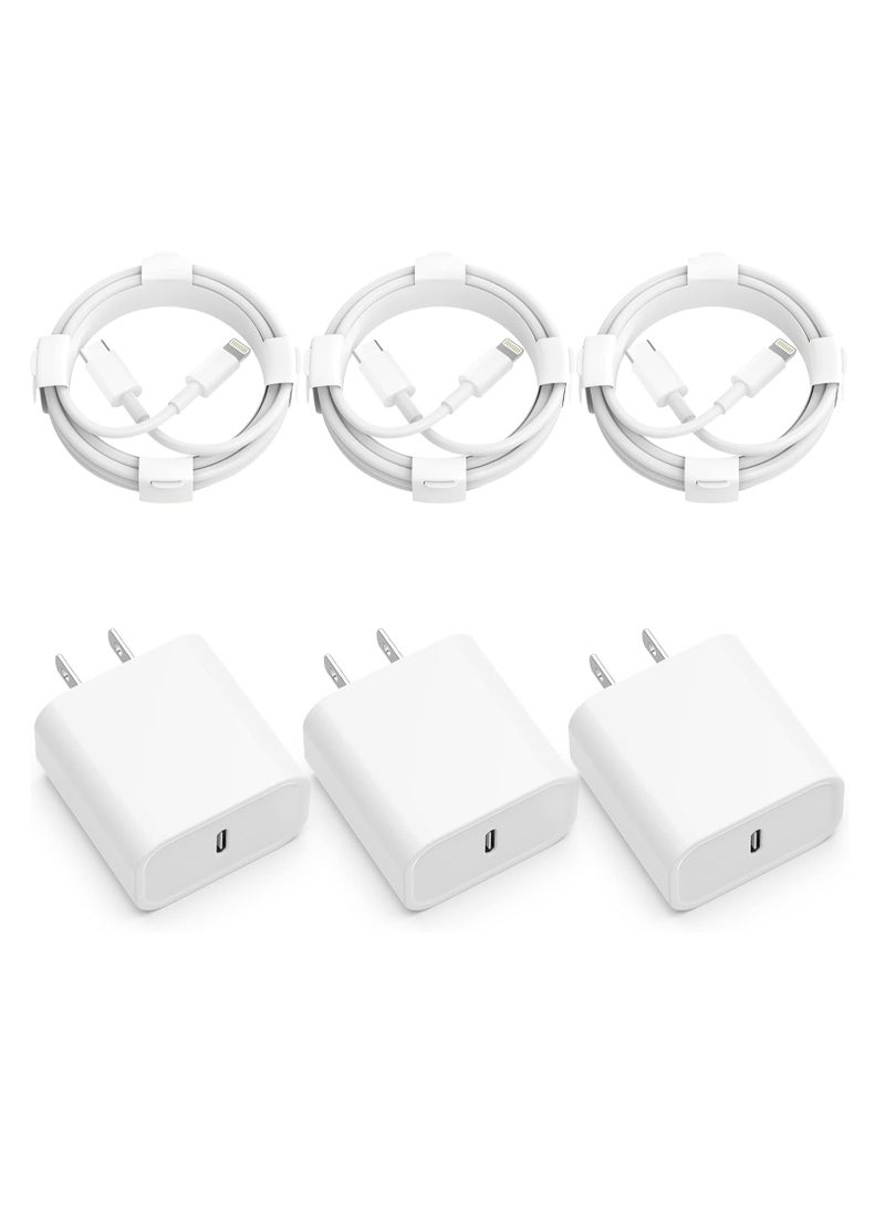 General USB C Charger iPhone Charger Fast Charging 3Pack 20W Type C Wall Charger Block with 6FT Long USB C Charger Cable Compatible for iPhone 14Pro/13 Pro/12/12 Pro Max/11/XS Max/XS/XR/X/8  - Image 1