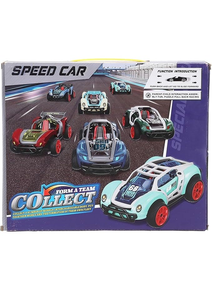 Speed Car Assembly Toy for Kids Aged 3+ - Pull Back Car with Multiple Color Options - Fun and Educational Building Toy - Image 1