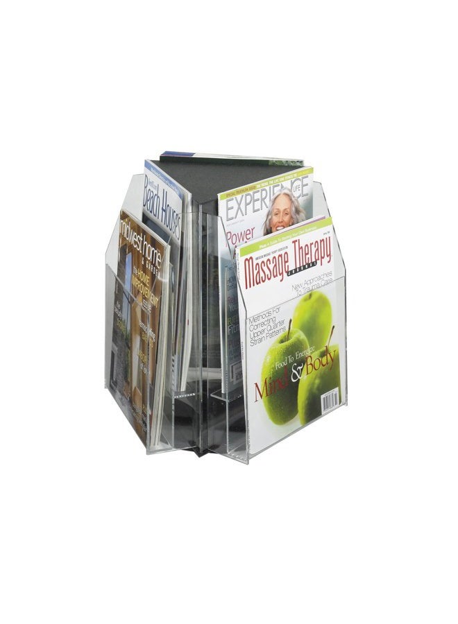 Safco 6-Pocket Magazine and Pamphlet Rotating Tabletop Display, Triangular, 12 3/4"H x 15"W - Image 1
