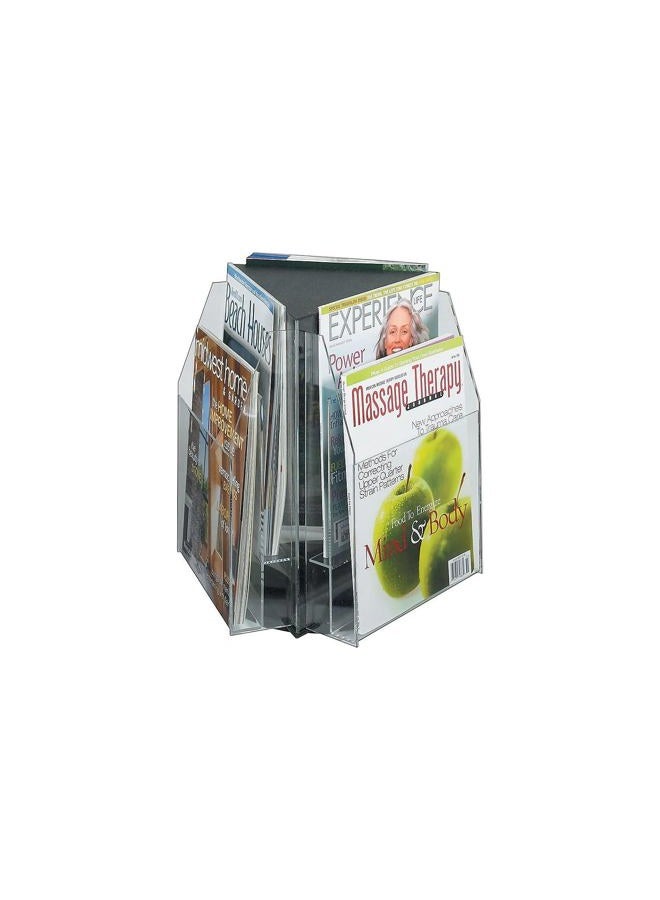 Safco 6-Pocket Magazine and Pamphlet Rotating Tabletop Display, Triangular, 12 3/4"H x 15"W - Image 3