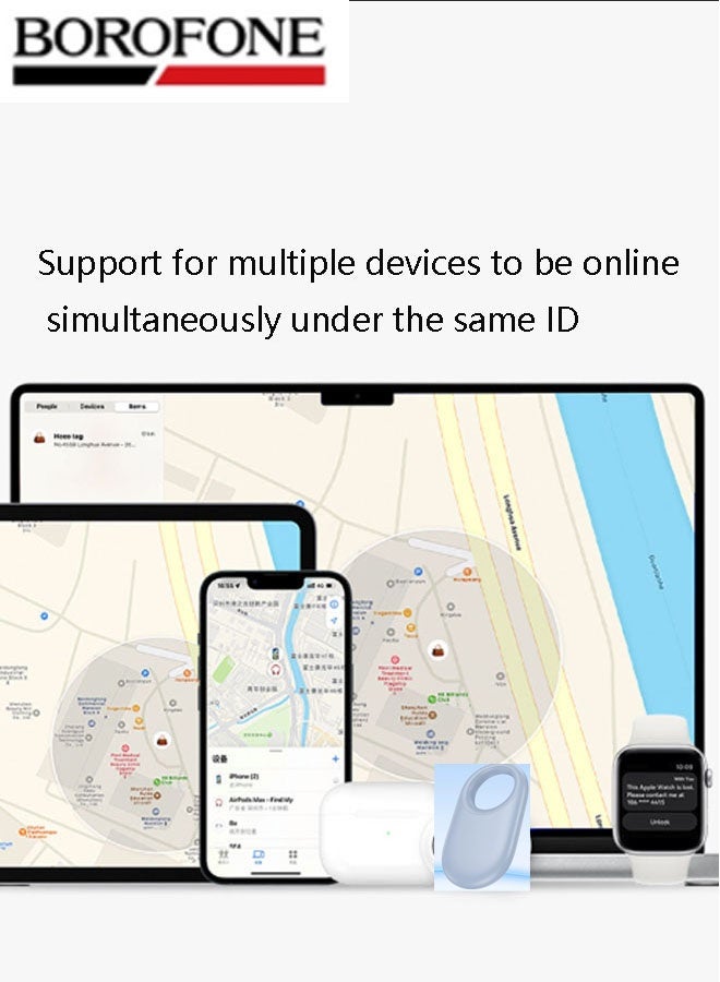 بوروفون جهاز Airtag الذكي المضاد للضياع للحيوانات الأليفة، مناسب لأجهزة Apple والمركبات والمفاتيح والأمتعة وغيرها (أزرق فاتح) - Image 3