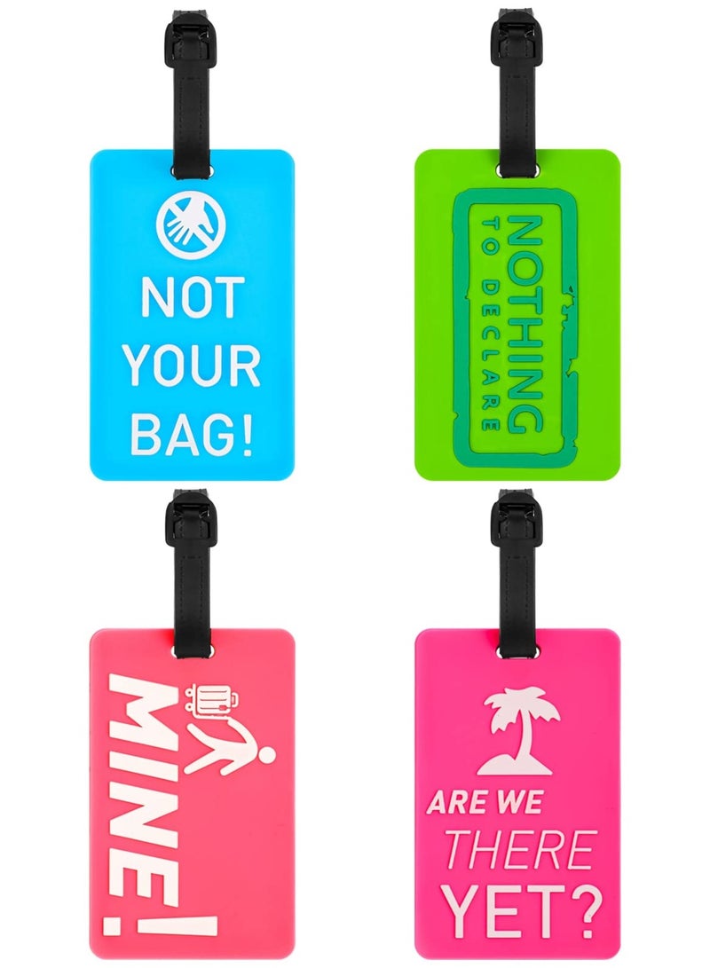 SOLARAE Luggage Tags, 4 Pack ID Baggage Tags Suitcase Tags Travel ID Bag Tag with Name ID Card for Preventing Loss of Bags and Suitcases - Image 1