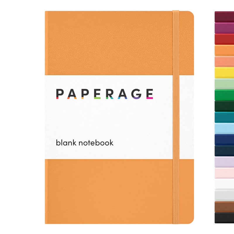 PAPERAGE Blank Journal Notebook Marigold 160 Pages Medium 56 in x 8 in 100 GSM Thick Paper Hardcover Journaling Notebook for Work School Note Taking or Sketching