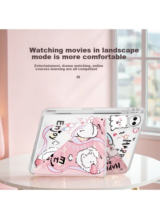 Shell Sister Protective Case For Huawei Matepad Pro 12.2 Model 12-Inch With Pen Slot Y-Shaped Soft Light Version Standard Edition Anti-Bending Cute Cartoon Three-Fold Dog Love Letter - Image 2