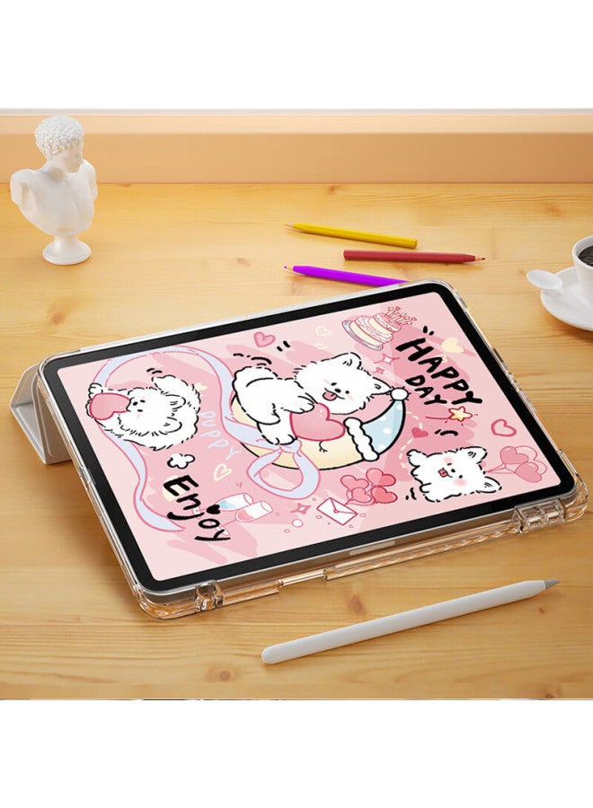 Shell Sister Protective Case For Huawei Matepad Pro 12.2 Model 12-Inch With Pen Slot Y-Shaped Soft Light Version Standard Edition Anti-Bending Cute Cartoon Three-Fold Dog Love Letter - Image 3