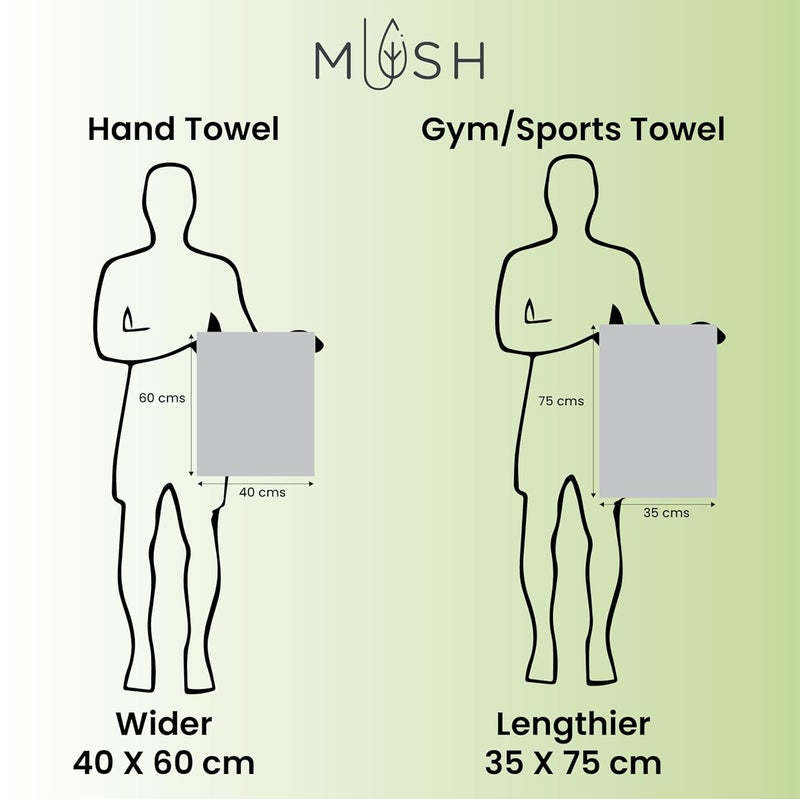 Mush مجموعة من 2 منشفة يد من الخيزران موش 100% خيزران منشفة رياضية للرجال والنساء ناعمة للغاية ماصة سريعة الجفاف للصالات الرياضية والسفر والرياضة واليوغا 40 × 60 سم 600 غم كريمي أخضر - Image 2