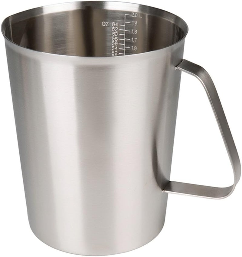 GRSPEHS Measuring Cup, Stainless Steel Measuring Cups (64OZ/2 Liter- 8 Cup), Heavy-Duty Frothing Pitcher, Milk Frothing Pitcher Milk Frother Cup with Marking with Handle for Espresso Machines, Latte Art - Image 1