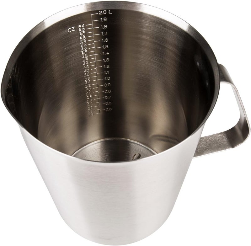 GRSPEHS Measuring Cup, Stainless Steel Measuring Cups (64OZ/2 Liter- 8 Cup), Heavy-Duty Frothing Pitcher, Milk Frothing Pitcher Milk Frother Cup with Marking with Handle for Espresso Machines, Latte Art - Image 3