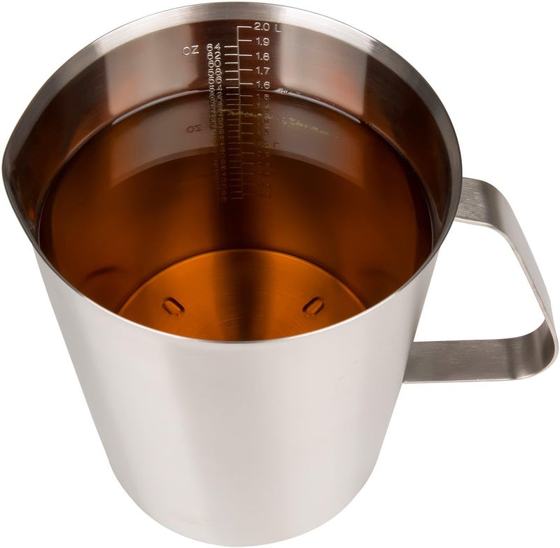 GRSPEHS Measuring Cup, Stainless Steel Measuring Cups (64OZ/2 Liter- 8 Cup), Heavy-Duty Frothing Pitcher, Milk Frothing Pitcher Milk Frother Cup with Marking with Handle for Espresso Machines, Latte Art - Image 5