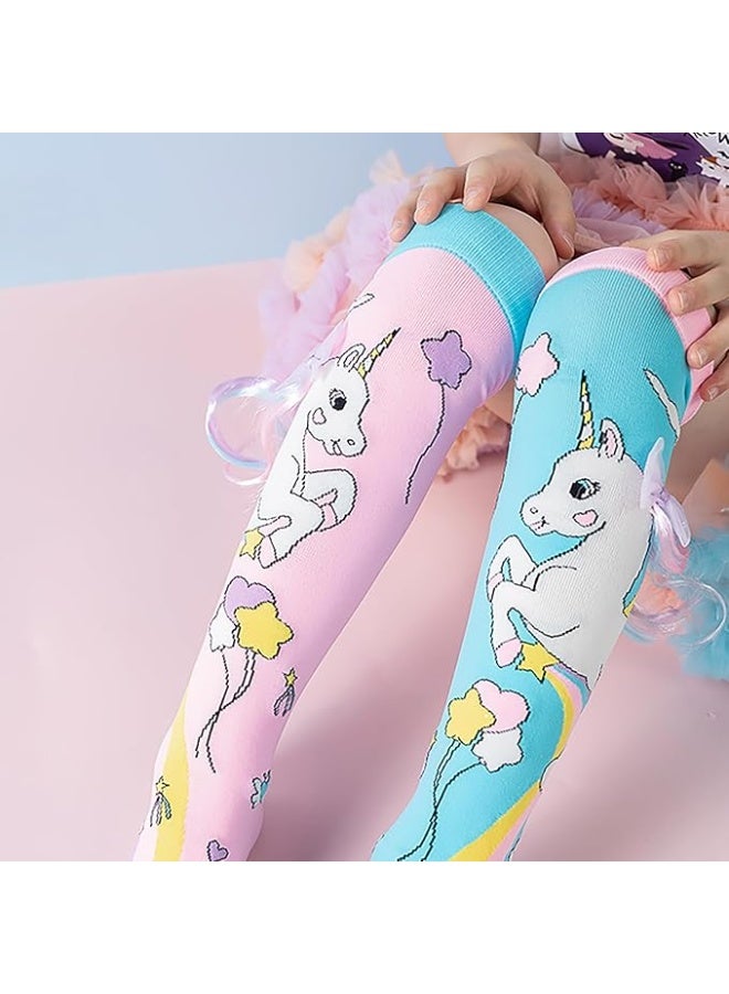 FengSVMA Crazy Socks for Kids - Cute Knee High Silly Socks Funny Style Colorful Cute Animal Knee High Socks for 3-8 Years Kids, Cute Unicorn - Image 4