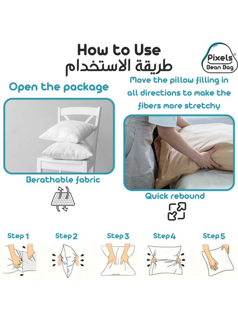 PixelsBeanBag - Pixels Bean Bag Throw Pillow Filler Indoor for Sofa Couch Seats White Polypropylene Fabric Non Woven Fabric Zipper Closure Set of 3 PCS - Image 1