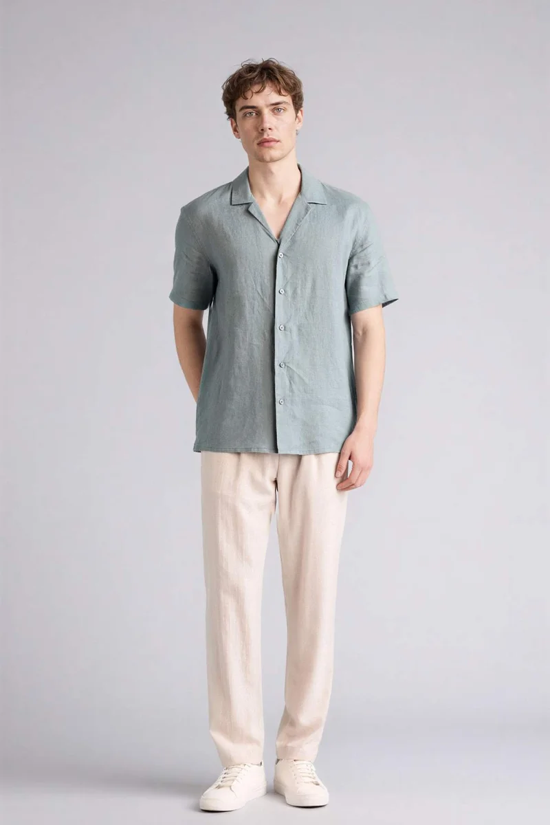 Relax Fit Ankle Length Linen Look Trousers