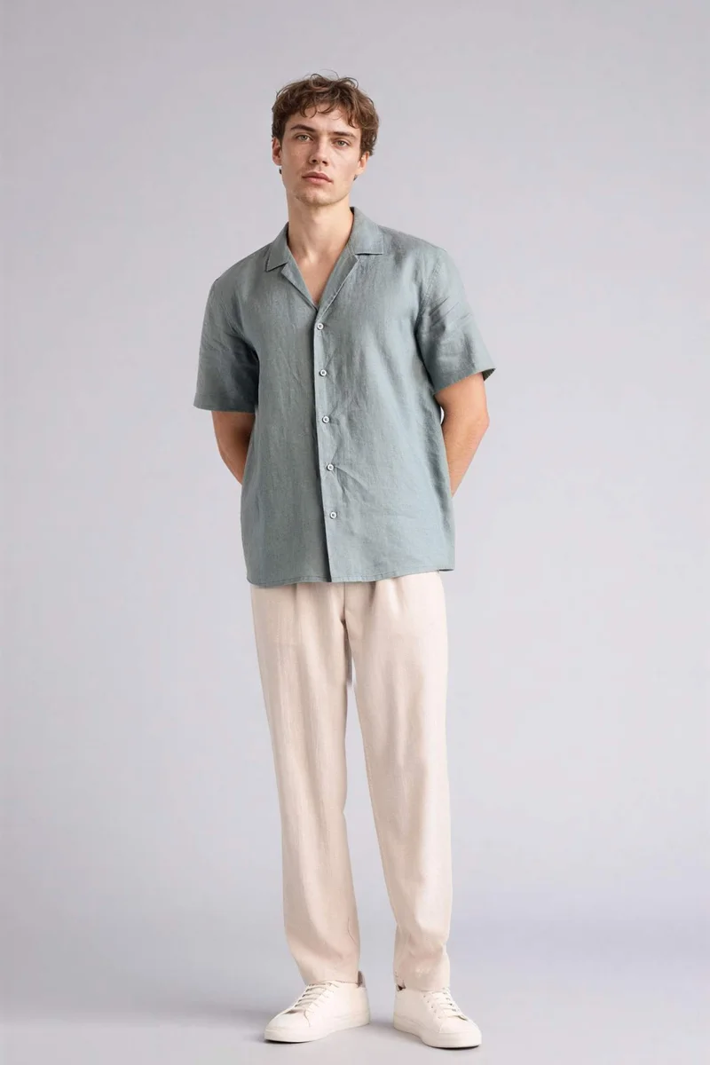 Defacto  Relax Fit Ankle Length Linen Look Trousers for Men | Best Price UAE