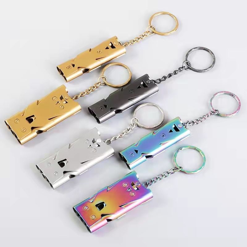 Stainless Steel Double-Tube Loud Whistle High Frequency Whistle Dual Frequency Whistle High Frequency Whistle Survival Double-Tube Whistle - Image 4