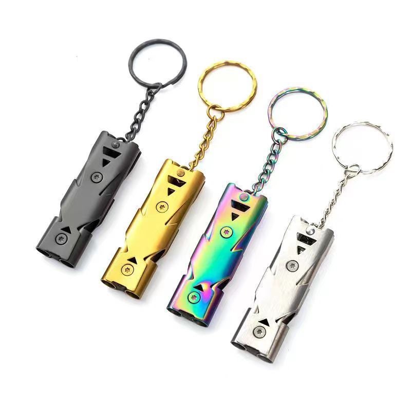 Stainless Steel Double-Tube Loud Whistle High Frequency Whistle Dual Frequency Whistle High Frequency Whistle Survival Double-Tube Whistle - Image 5