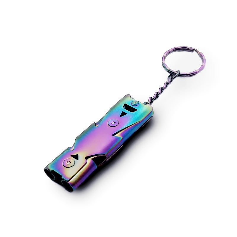 Stainless Steel Double-Tube Loud Whistle High Frequency Whistle Dual Frequency Whistle High Frequency Whistle Survival Double-Tube Whistle - Image 1