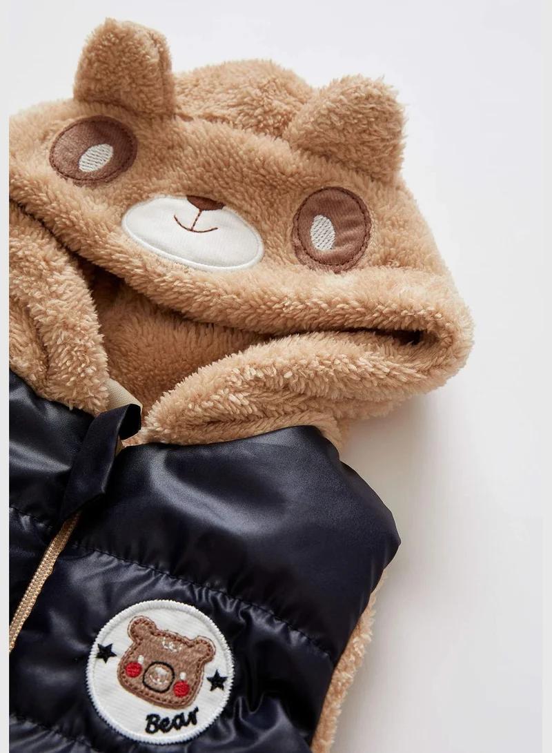 DeFacto Sleeveless Hooded Plush Fur Detailed Cardigan