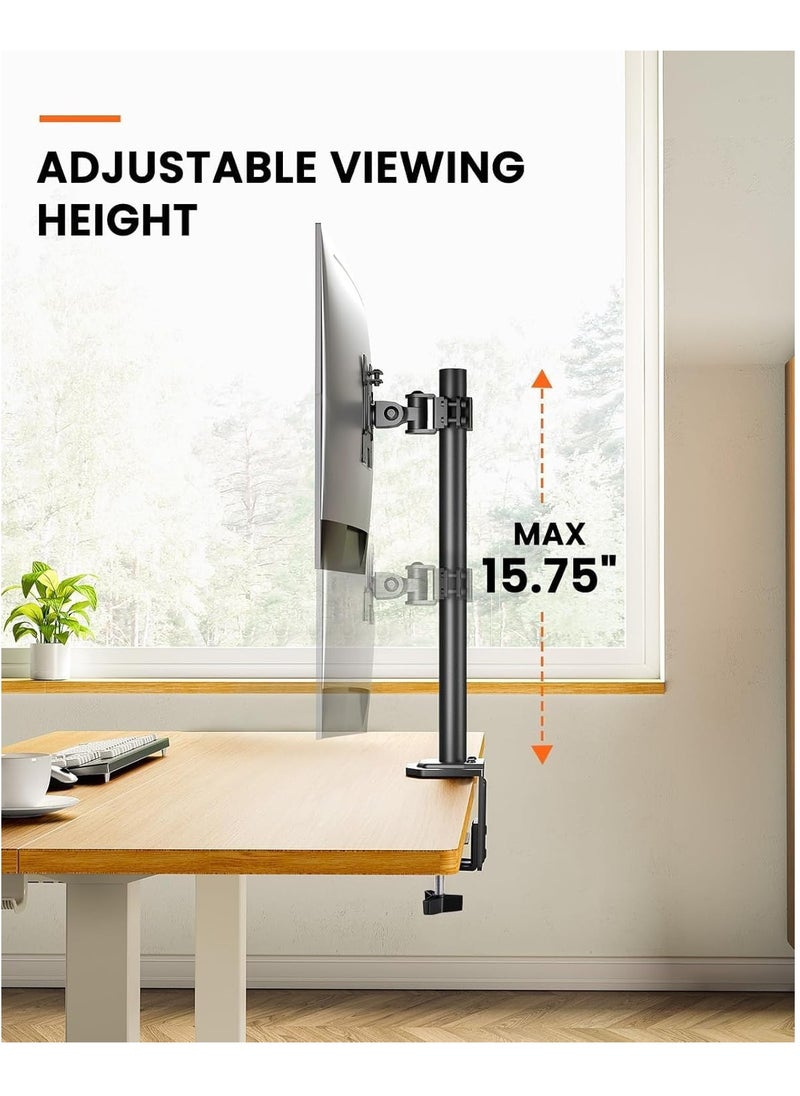 TIGER Monitor Mount for 13-32" Screens, Adjustable Height & Angle, Supports Up to 17.6lbs, Improved LCD/LED Monitor Riser, Single Desk Mount Stand, Black – Ergonomic Desk Mount for Home & Office – Model EGCM12  - Image 2