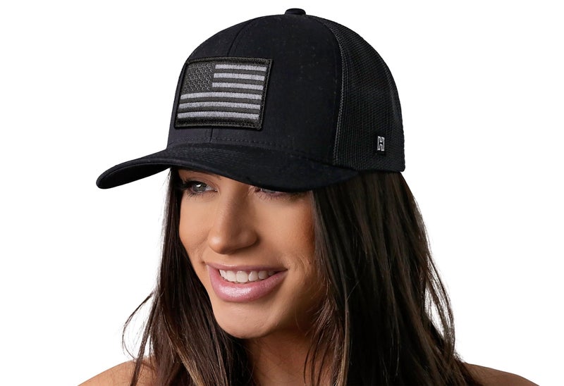 HAKA American Flag Black Trucker Hat – Tactical USA Flag Mesh Snapback Cap for Men, Women & Golf, Patriotic Baseball Dad Hat - Image 4