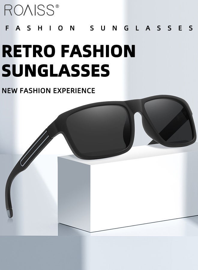 roaiss Men's Fashion Sunglasses, Retro Street Style Sun Glasses, Casual Anti-Glare Shades, Restore True Colors, Suitable for Driving, Travel, Fishing, Golf Black - Image 3