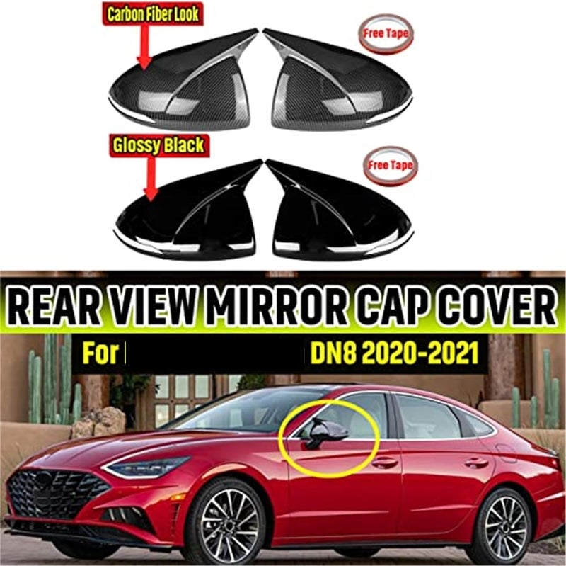 Wivplex Glossy Black Carbon Look Rearview Mirror Cover for Hyundai Sonata - Image 3
