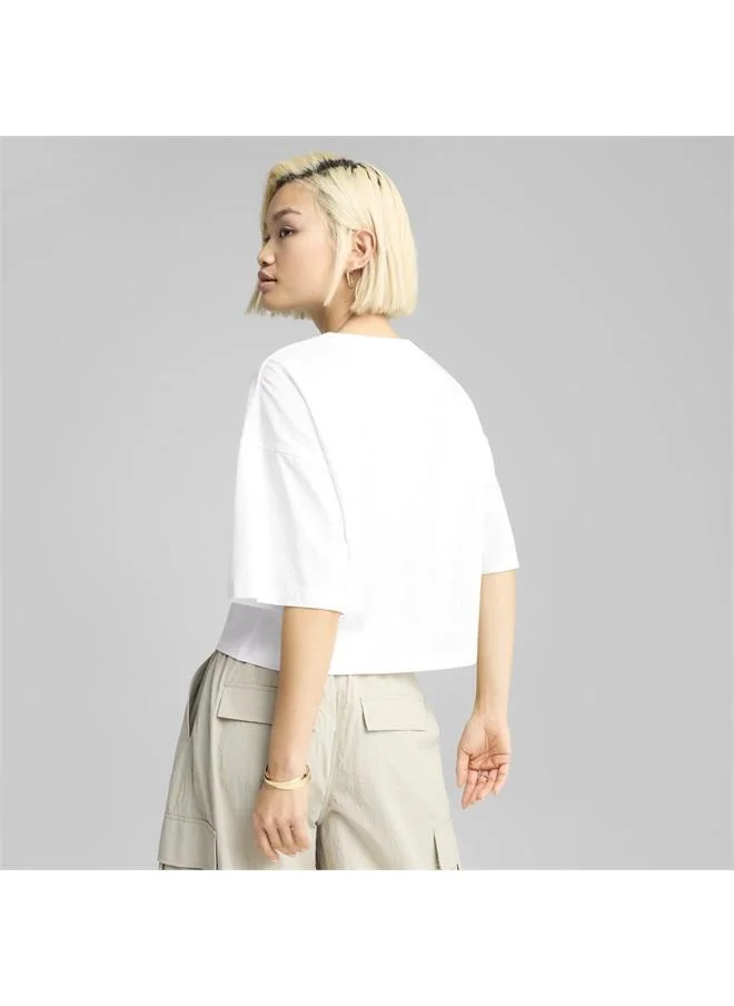 Puma PUMA White LEO LUXE Oversized Short Tee Women for Women | Best Price UAE