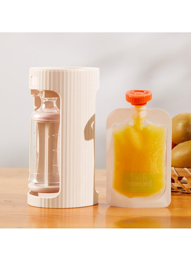 Kids Puree Squeezer, Fruit Juice Dispenser with 10PCS Reusable Pouches, Baby Food Maker, No-Mess Applesauce & Fruit Puree Station, Portable & Hygienic for Travel & Home Use - Image 2