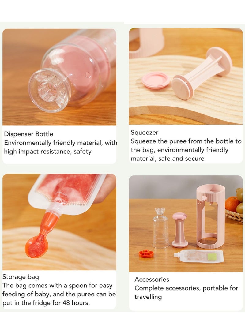 Kids Puree Squeezer, Fruit Juice Dispenser with 10PCS Reusable Pouches, Baby Food Maker, No-Mess Applesauce & Fruit Puree Station, Portable & Hygienic for Travel & Home Use - Image 4
