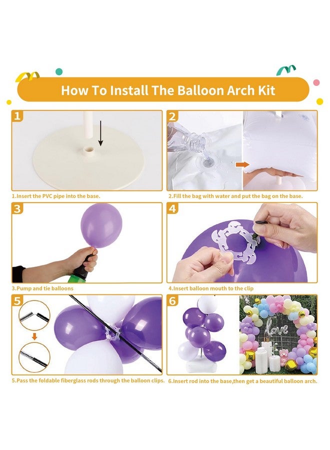 RUBFAC Balloon Arch Kit, 8ft Tall & 9ft Wide Adjustable Balloon Arch Stand with 2 PVC Bases,2 Water Fillable Bags, 50pcs Balloon Clips for Wedding Birthday Party Baby Shower Supplies Decoration - Image 5