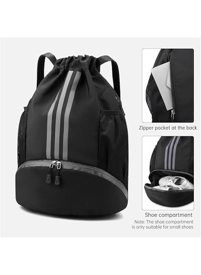 HOOKOR Drawstring Backpack Drawstring Bag Gym Sack String Bag, Basketball Bag Bundle Pocket Drawstring Backpack Student School Bag Football Bag Storage Bag Large Capacity Fitness  - Image 2