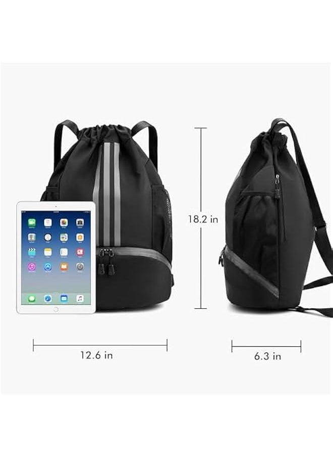 HOOKOR Drawstring Backpack Drawstring Bag Gym Sack String Bag, Basketball Bag Bundle Pocket Drawstring Backpack Student School Bag Football Bag Storage Bag Large Capacity Fitness  - Image 5