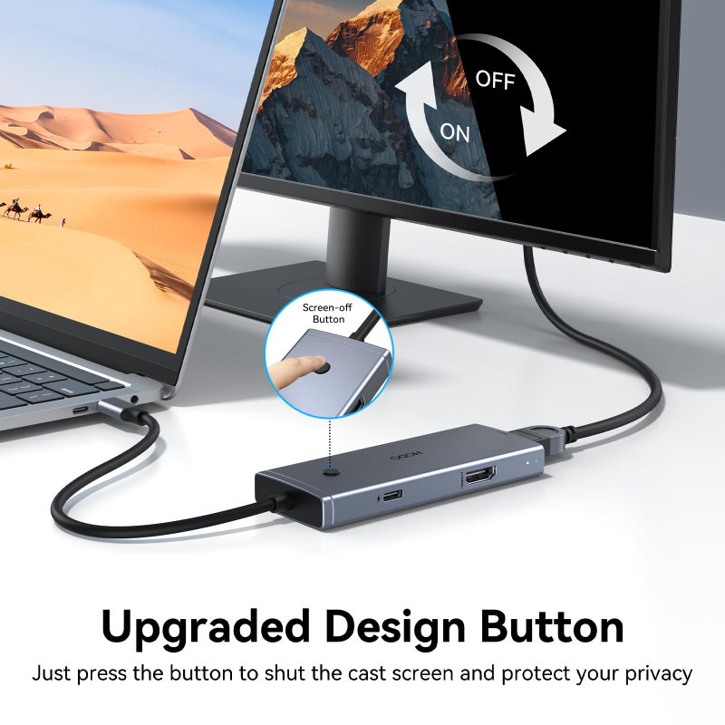 HODO Docking Station to Dual HDMI Monitors Adapter USB C to Dual HDMI Adapter 4K 60 Hz for Laptops Docking Station Dual Monitor with PD 3 USB Port Button Compatible for HP Elitebook Dell XPS 13 15 etc - Image 4