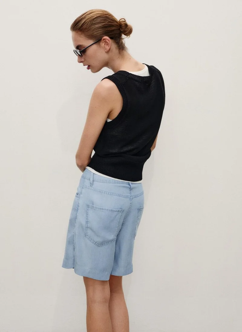 MANGO Straight-Fit Lyocell Bermuda Shorts