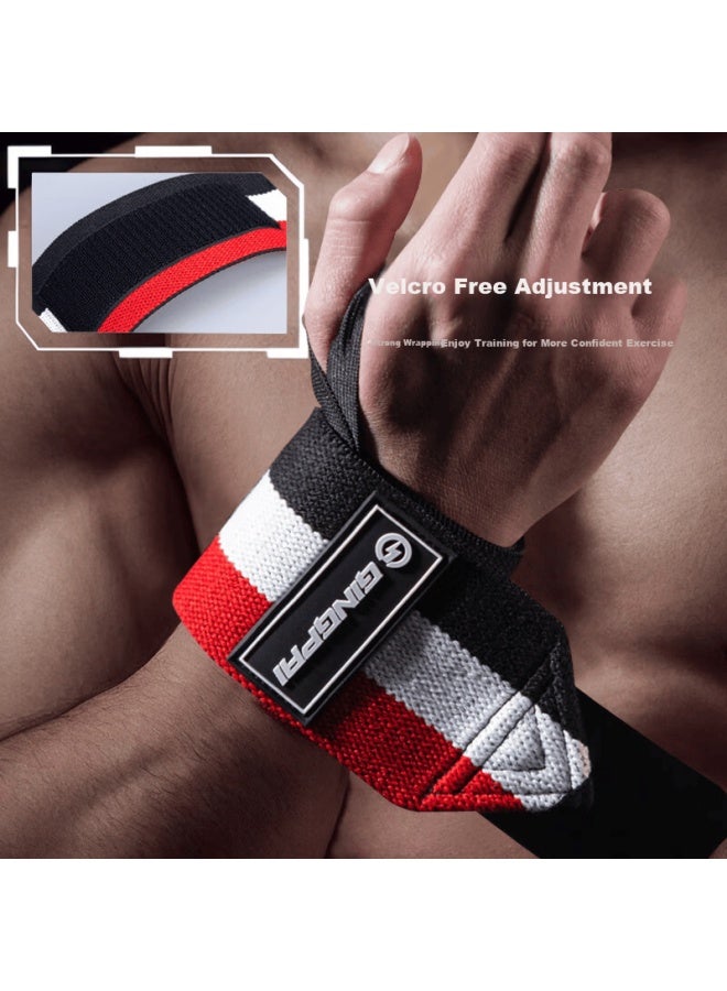 Gingpai Sport Men's Wrist Support Fitness Sports Wrist Wraps Injury Prevention Strength Training Wristbands Bench Press Compression Sleeve Red Black - Image 5