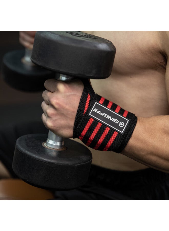 Gingpai Sport Men's Wrist Support Fitness Sports Wrist Wraps Injury Prevention Strength Training Wristbands Bench Press Compression Sleeve Red Black - Image 2