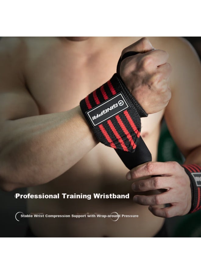 Gingpai Sport Men's Wrist Support Fitness Sports Wrist Wraps Injury Prevention Strength Training Wristbands Bench Press Compression Sleeve Red Black - Image 1