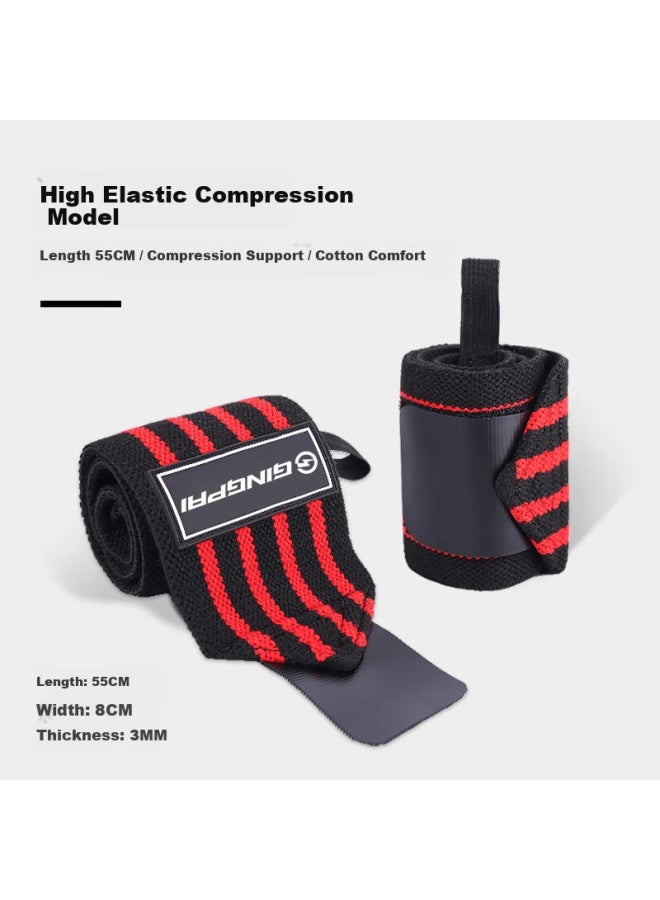 Gingpai Sport Men's Wrist Support Fitness Sports Wrist Wraps Injury Prevention Strength Training Wristbands Bench Press Compression Sleeve Red Black - Image 3