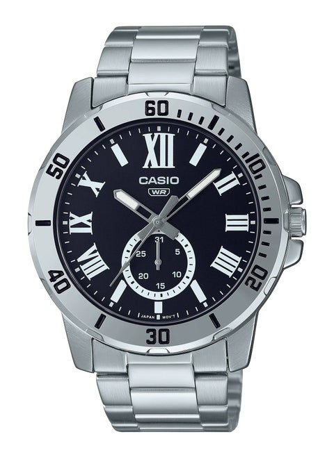 Casio Water Resistant Analog Quartz Stainless Steel Black Dial Watch - MTP-VD200D-1BVUDF - 45mm